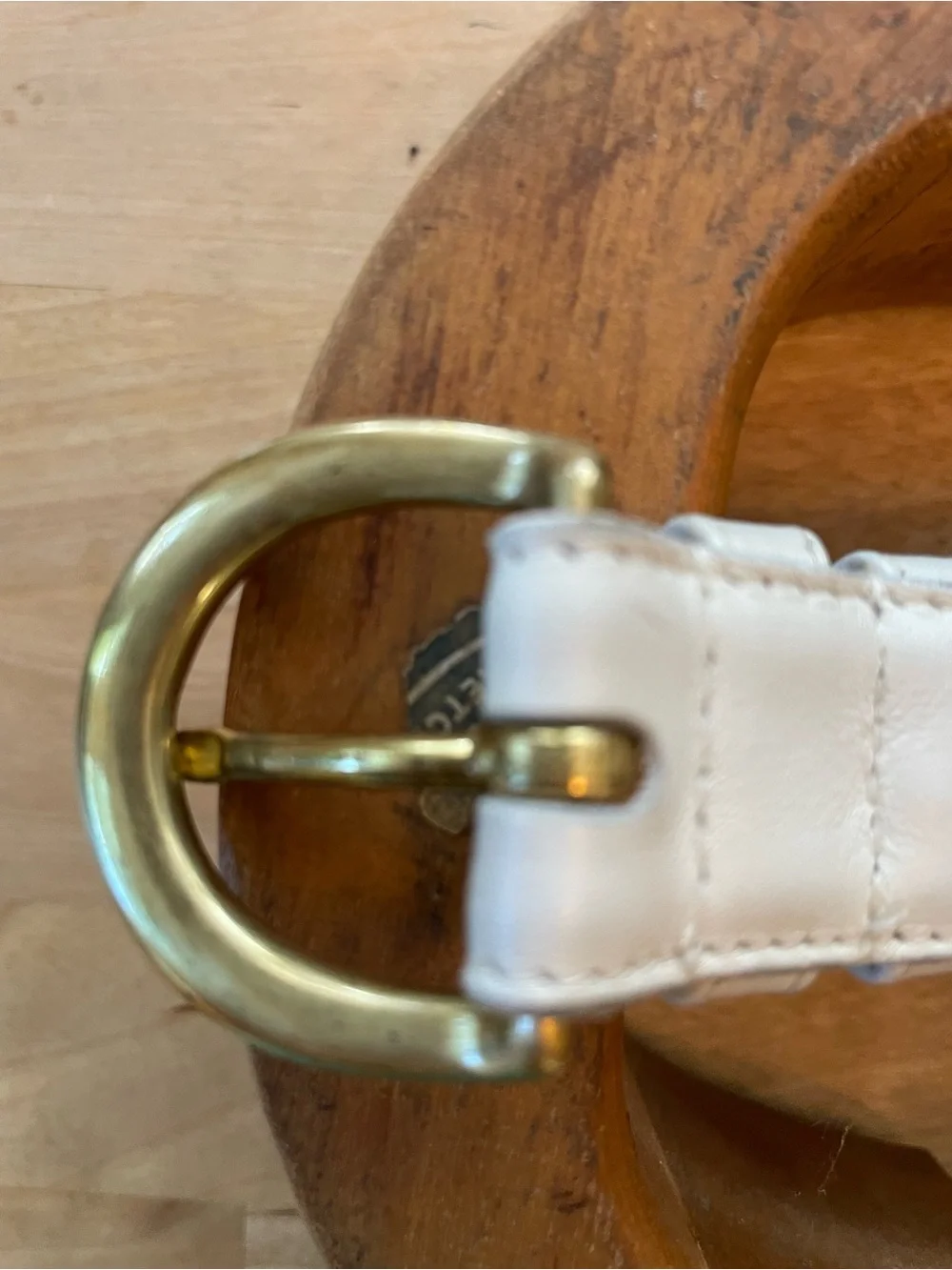 Coach Cream Leather Belt with Gold Buckle 26.5 in